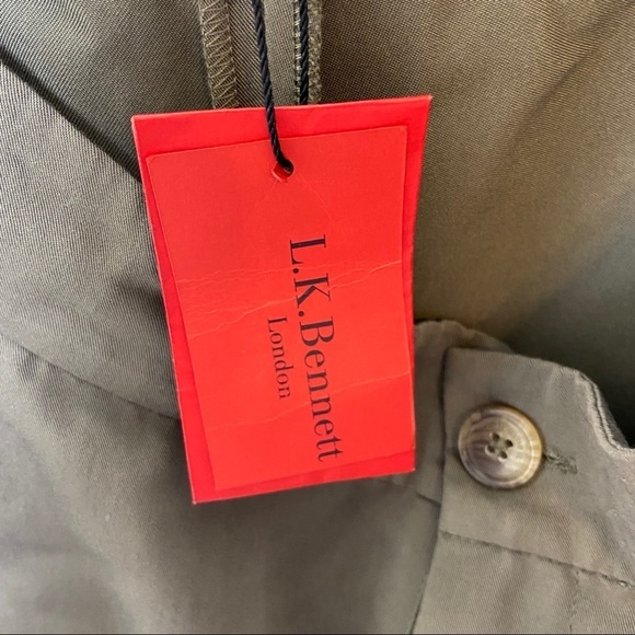 NWT LK Bennett Size 12 Green Pleated Crop Melodie Pants - Picture 6 of 7